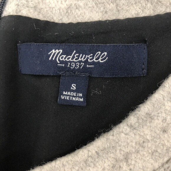 Madewell Wool Blend Lined Sweater Dress Small Gray Geo Tilt Shift Color Block - Picture 4 of 12